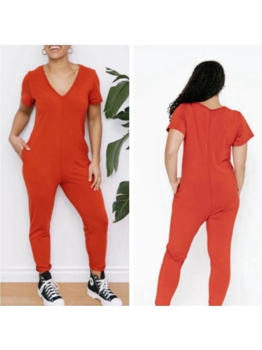 Smash + Tess The Sunday Romper in Bella Brick V-Neck Onesie Jumpsuit Size XS